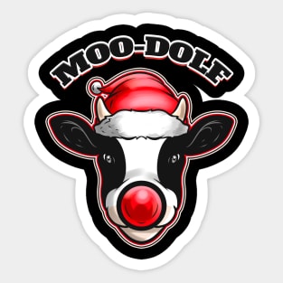 Cow Dressed As Rodolf The Reindeer Moo-dolf Christmas Sticker